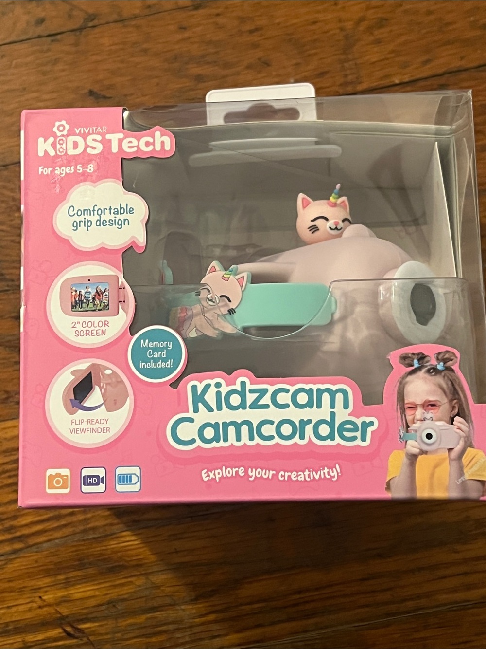 Kids Tech Kidzcam Camcorder "Pink Unicorn" Features 256 MB Memory Card New